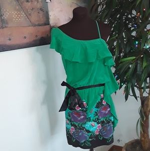 Oasis SIlk Dress| Green| Size 6